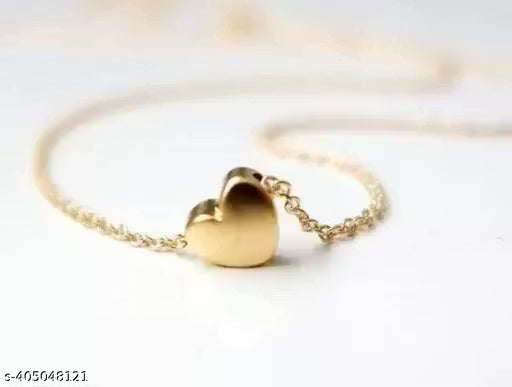 Gold Heart Shap Necklace Chain Fancy Micro Gold Plated Pendent Set For Girls And Women...Pack Of 1